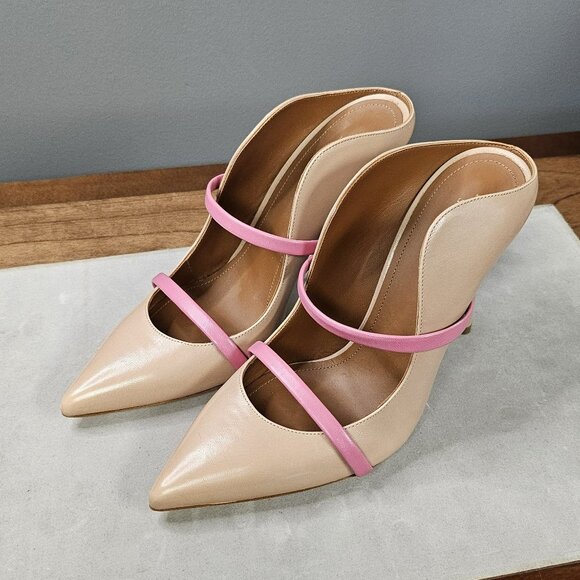 Malone Souliers Blush and Pink Leather Mules - Picture 1 of 7